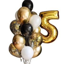 Композиция из воздушных шаров на День Рождения «Золото»